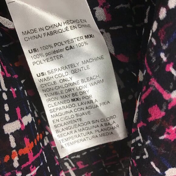 Chicos Top Size XL/16 Multi Color Sheer Long Sleeve Button Up Shirt Polyester - Picture 7 of 16